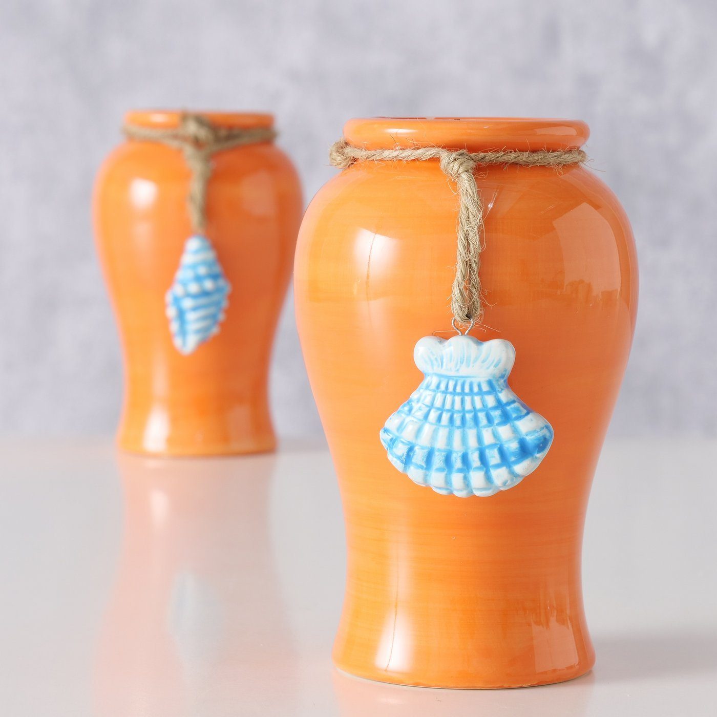 BOLTZE GRUPPE GmbH Dekovase Sohaya 2er-Set Vase, maritim mit Muschel-deko, 12cm hoch (2 St)