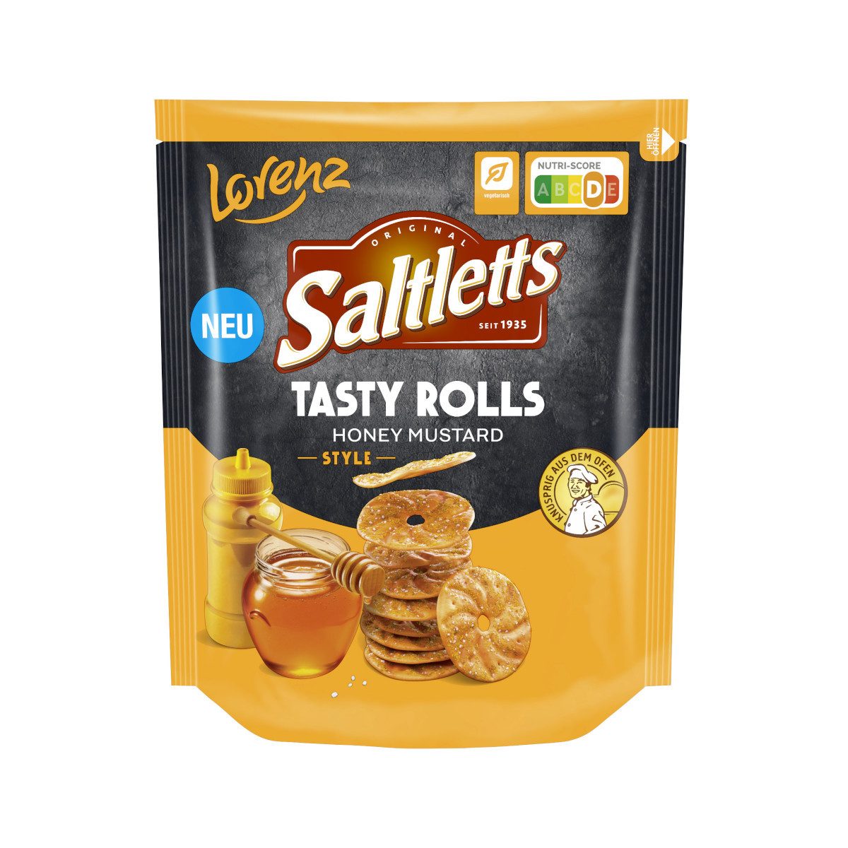 LORENZ Knabberei, Lorenz Saltletts Tasty Rolls Honey Mustard Packung 130g