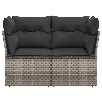 vidaXL Loungesofa Gartensofa 2-Sitzer mit Kissen Grau Poly Rattan