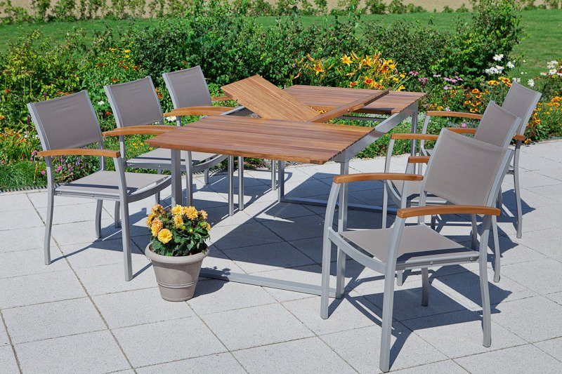 MERXX Garten-Essgruppe Naxos, (7-tlg., 6x Stapelsessel, günstig online kaufen
