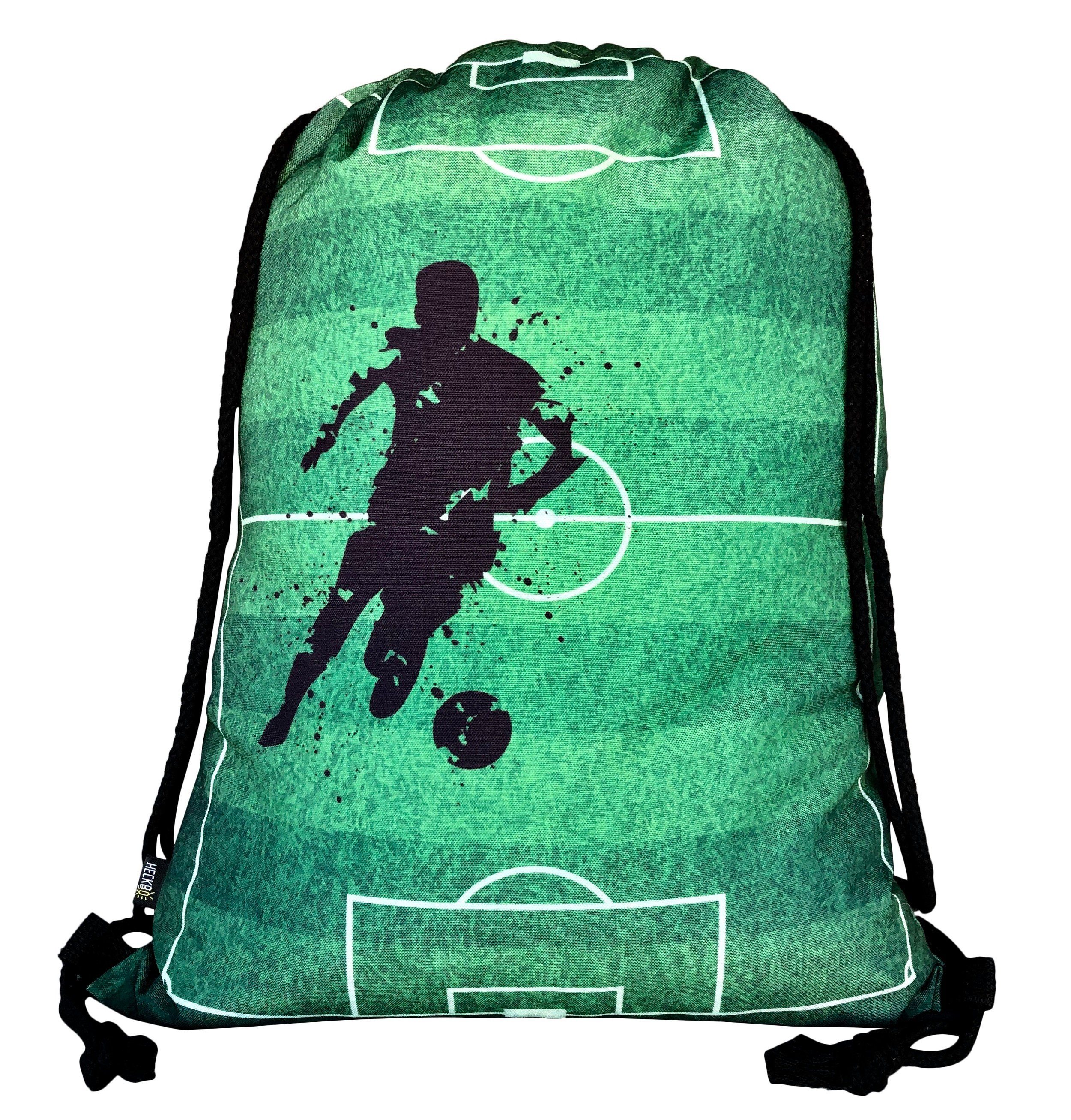 HECKBO Turnbeutel Kinder Jungen Mädchen Turnbeutel - Fussball Soccer Football Motiv - waschmaschinenfest - 40x32cm – für Kindergarten, Schule, Sport - Rucksack, Schuhbeutel, Tasche, Sporttasche, Fussballtasche