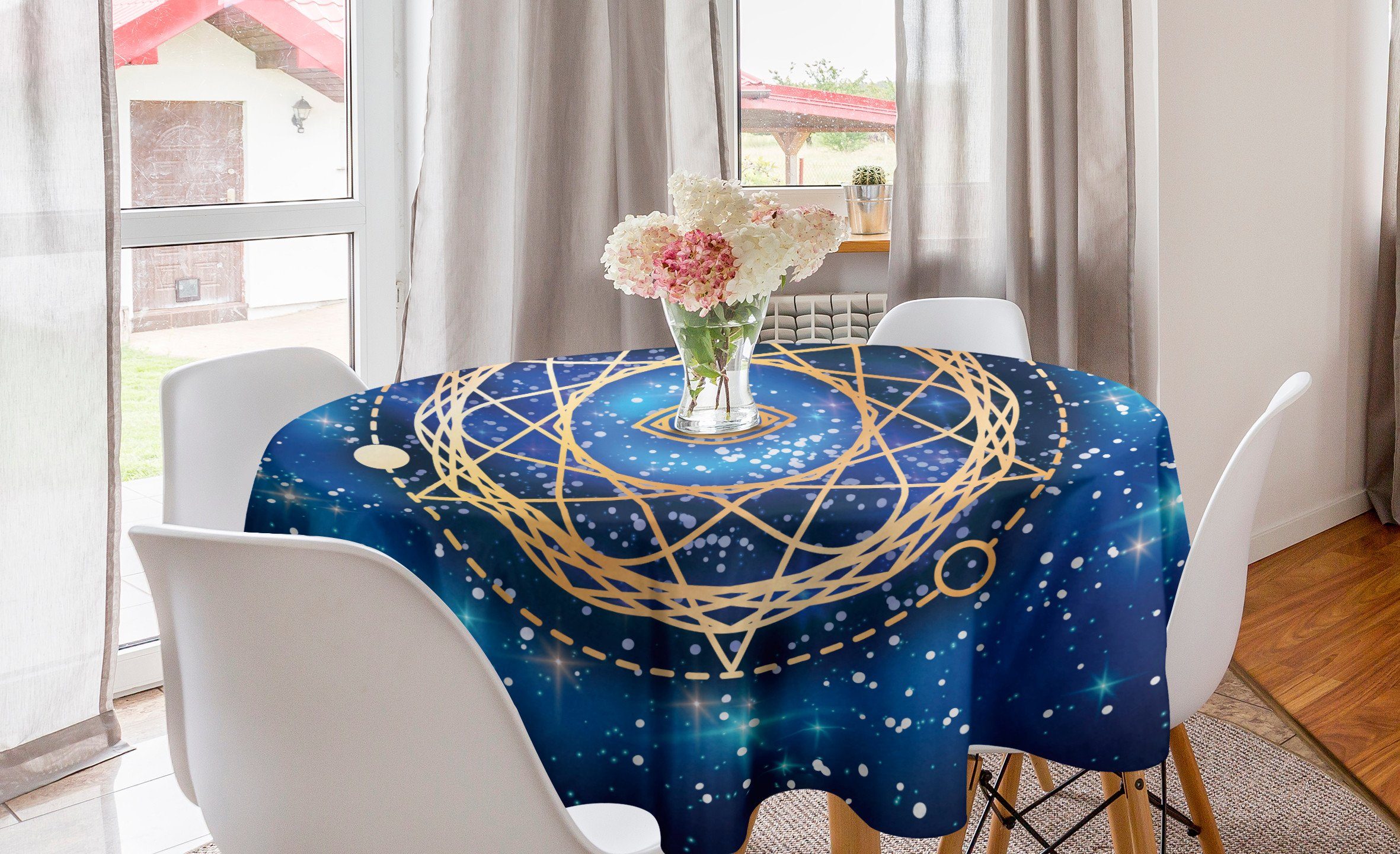 Abakuhaus Galaxy geometrische Tischdecke für Mandala Tischdecke Küche Abdeckung Esszimmer Emblem Kreis Dekoration,