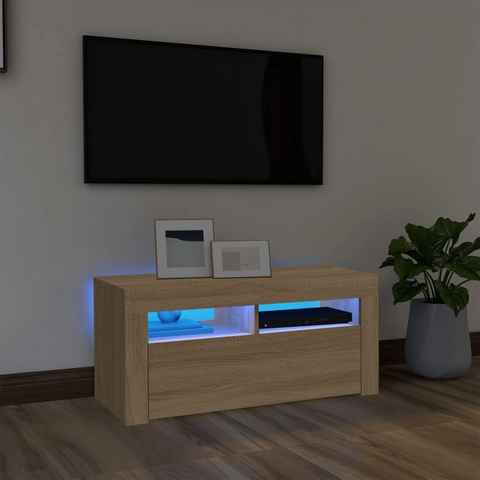 vidaXL TV-Schrank TV-Schrank mit LED-Leuchten Sonoma-Eiche 90x35x40 cm (1-St)