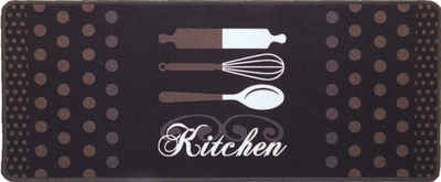 Küchenläufer Deco-Flair Kitchen, oKu-Tex, Läufer, Flachgewebe, stylische Motive, strapazierfähig, Kitchen Braun