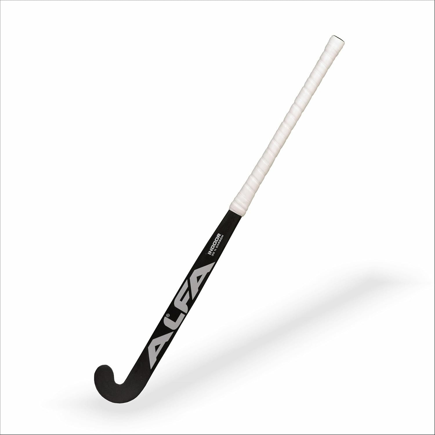 ALFA Eishockeyschläger Indoor I30 Hockeyschläger 36,5" Schwarz 30 % Carbon für Halle (Indoor-Feldhockeyschläger mit Hybrid-Composite-Technologie, 36,5", 30 % Carbon Composite) Hybridstruktur, rutschfester PU-Griff
