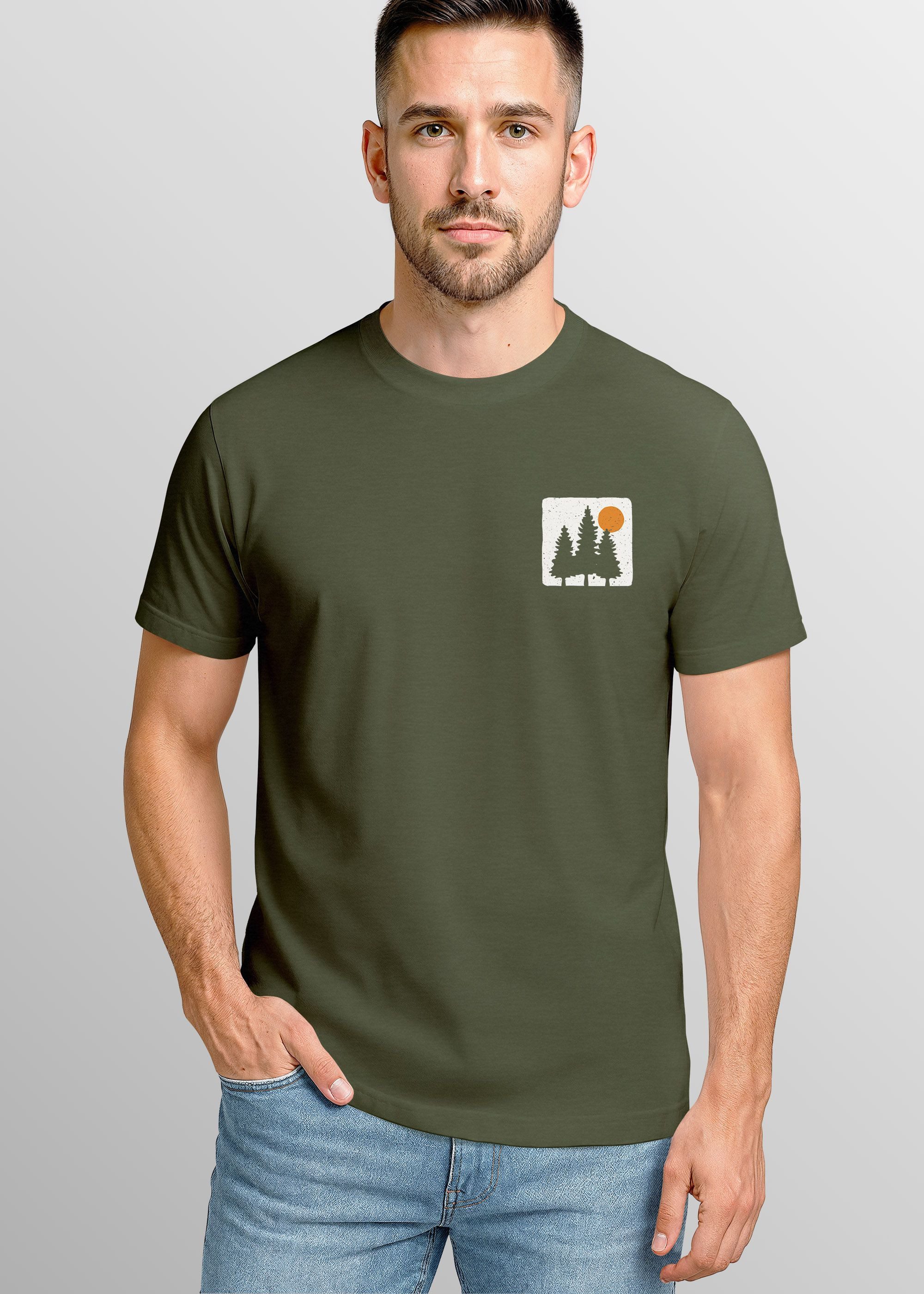 Neverless Print-Shirt Herren T-Shirt mit Wald-Logo günstig online kaufen