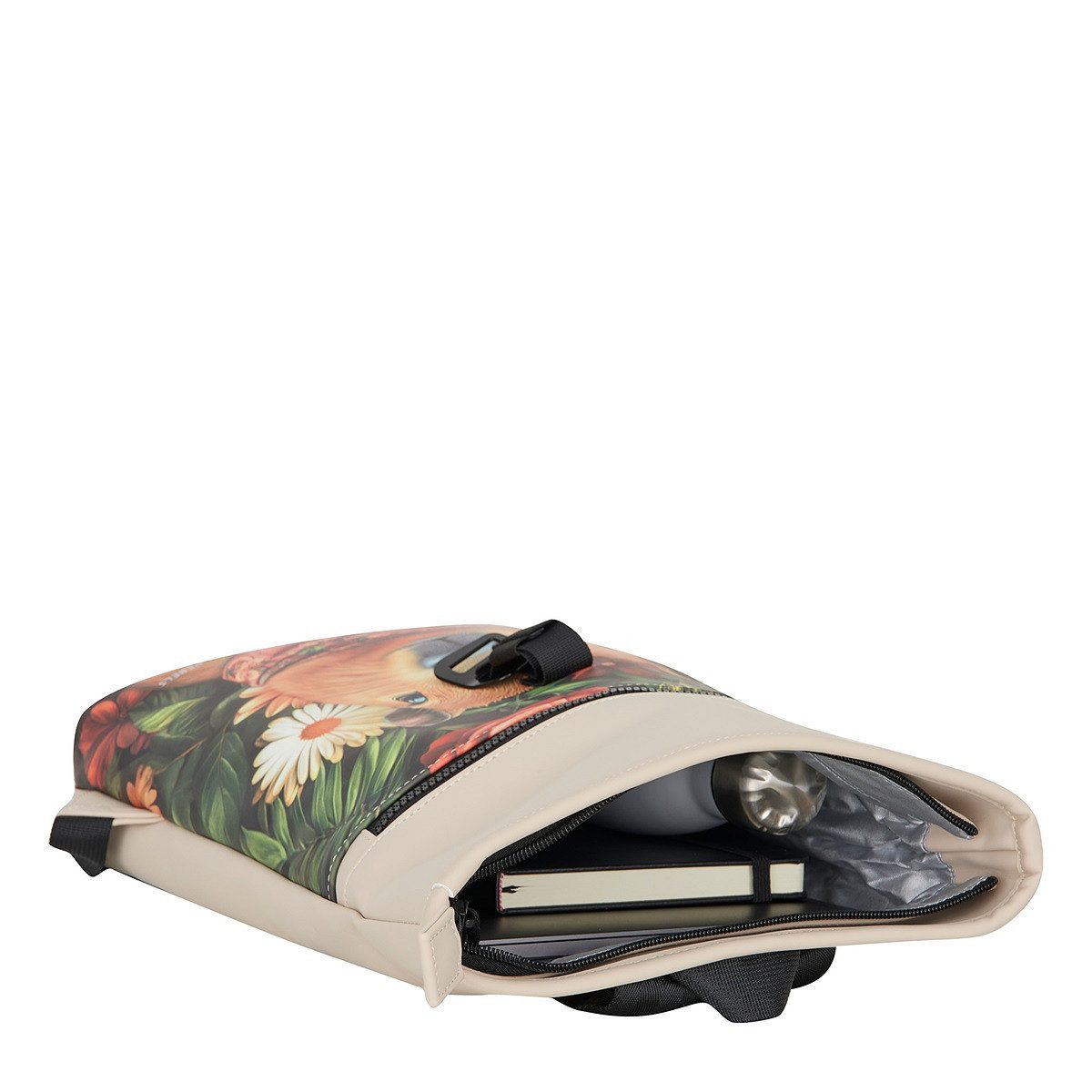 NEW REBELS Cityrucksack kleiner Roll Up RollTop Kurier Rucksack Mart Los Angeles, wasserabweisendes Planenmaterial, Capybara