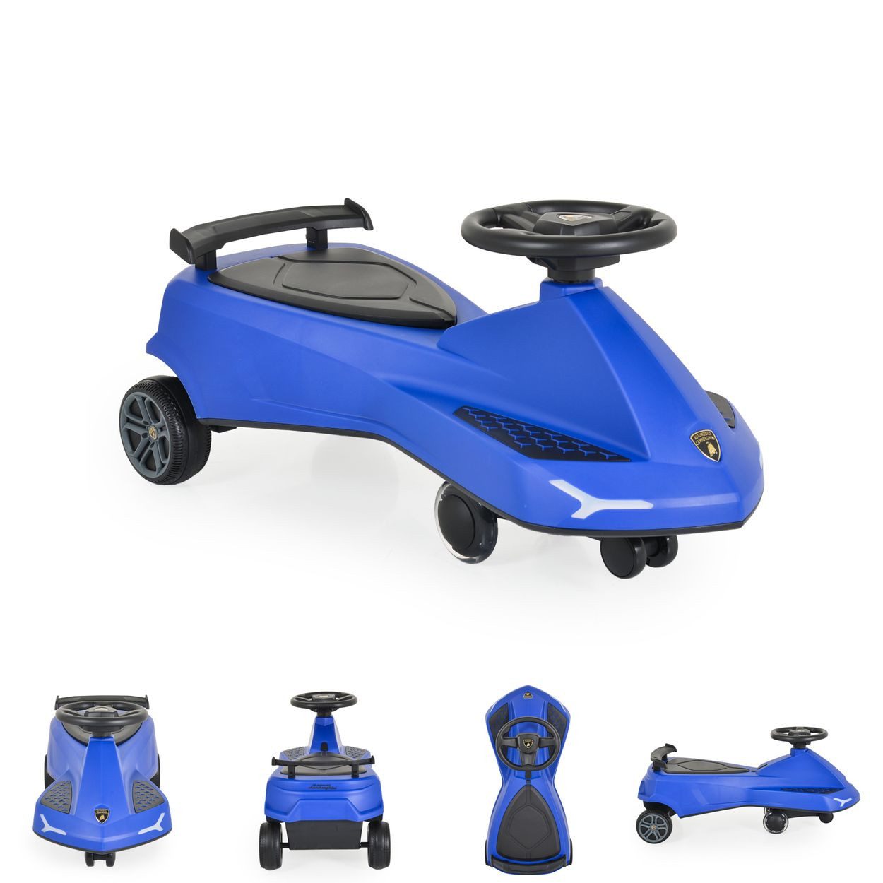 Moni Rutscher Lamborghini Swing Car, Musikfunktion, Lichter, Rückenlehne, belastbar bis 110 kg, Lenkrad