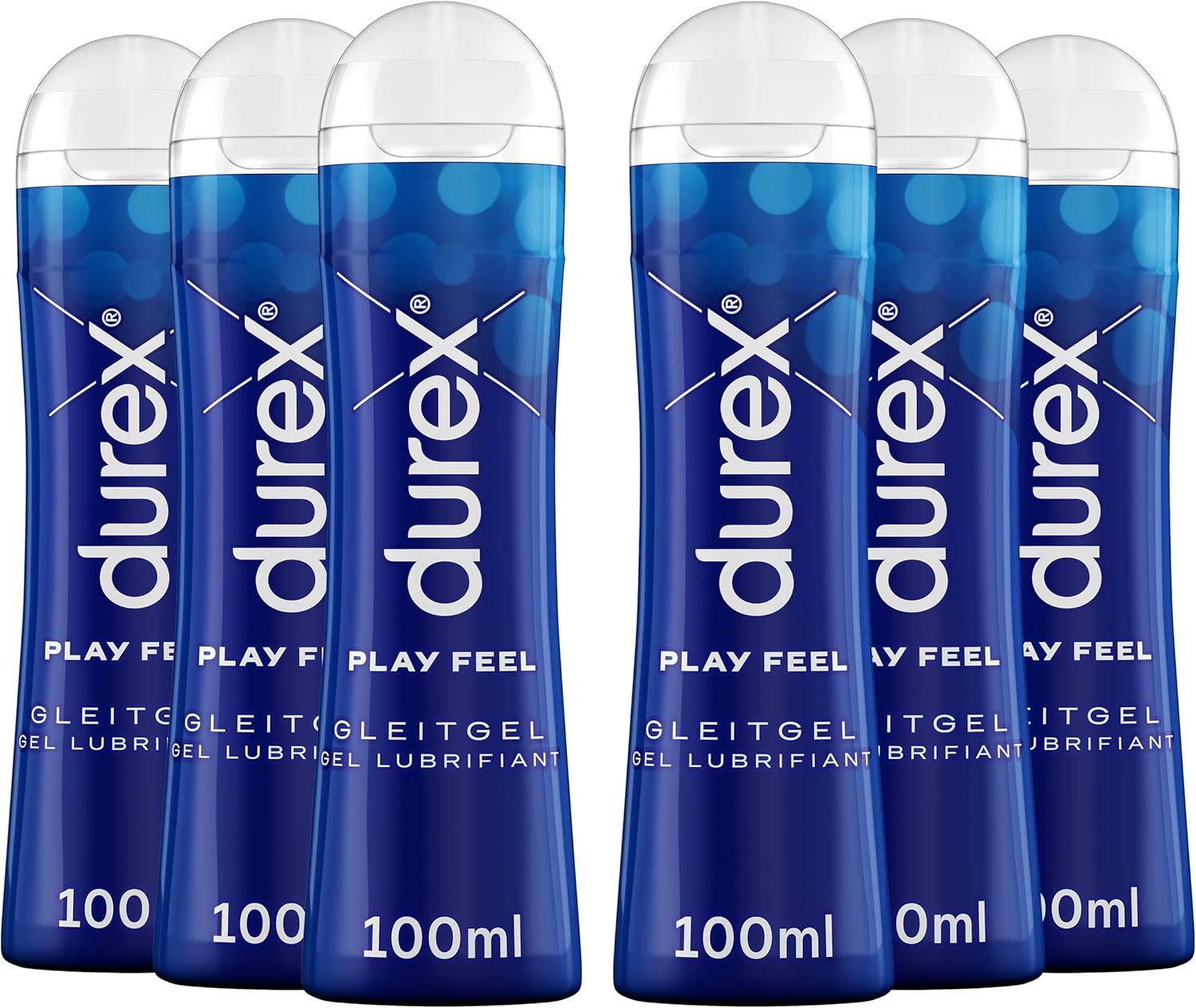 durex Gleitgel Play Feel, Spar-Pack, 6-tlg., Leichtes seidiges Gleitmittel für gefühlsechtes Empfinden