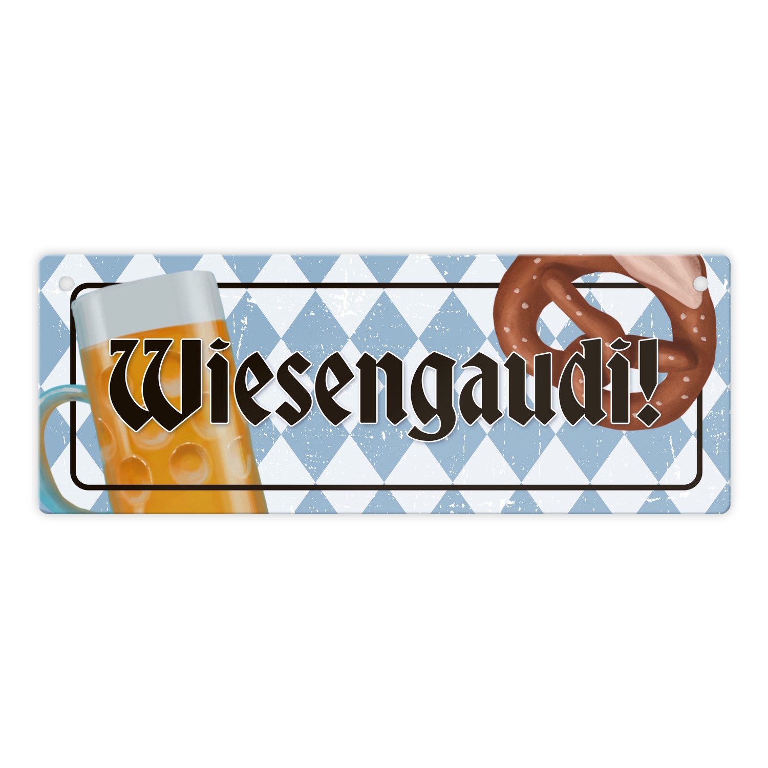 Metallschild Wiesengaudi Metallschild mit bayrischem Motiv