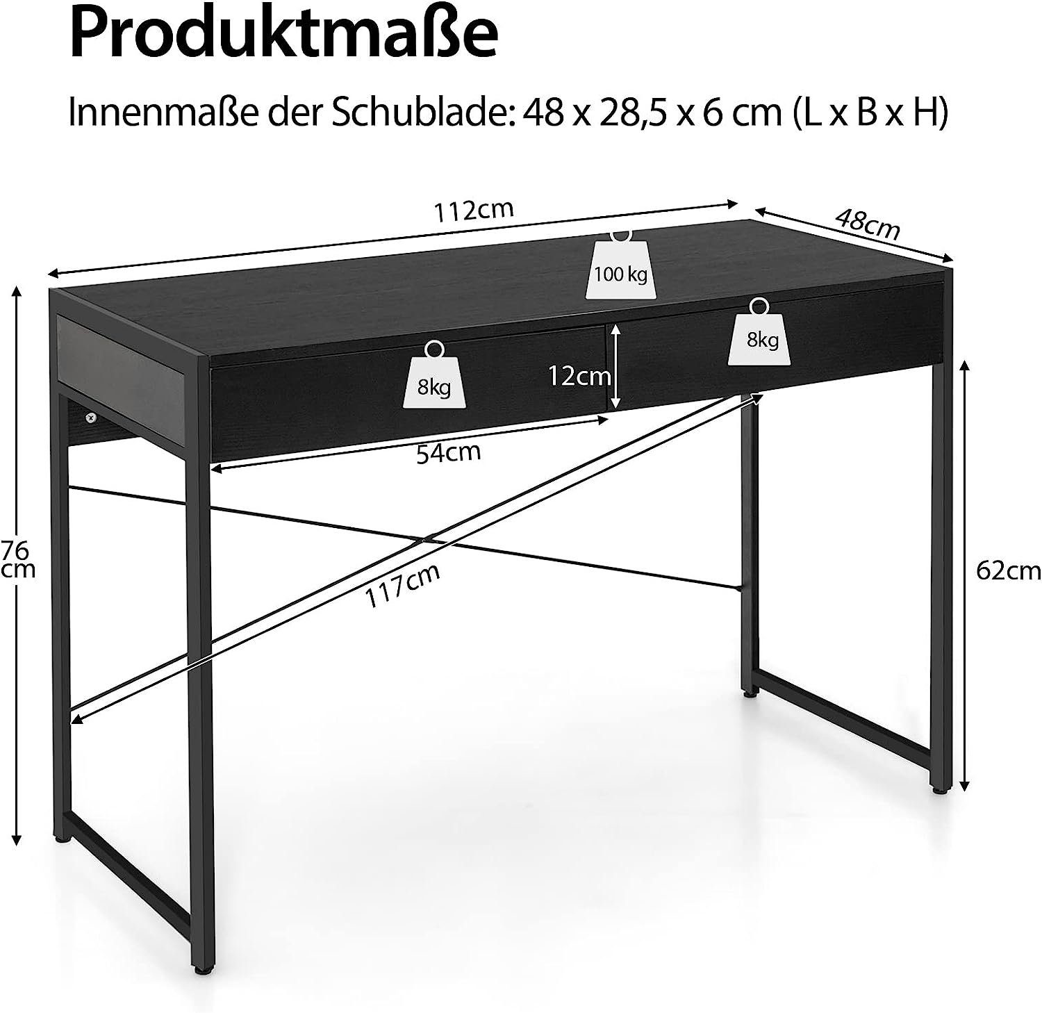 KOMFOTTEU Computertisch Schreibtisch, mit Schubladen
