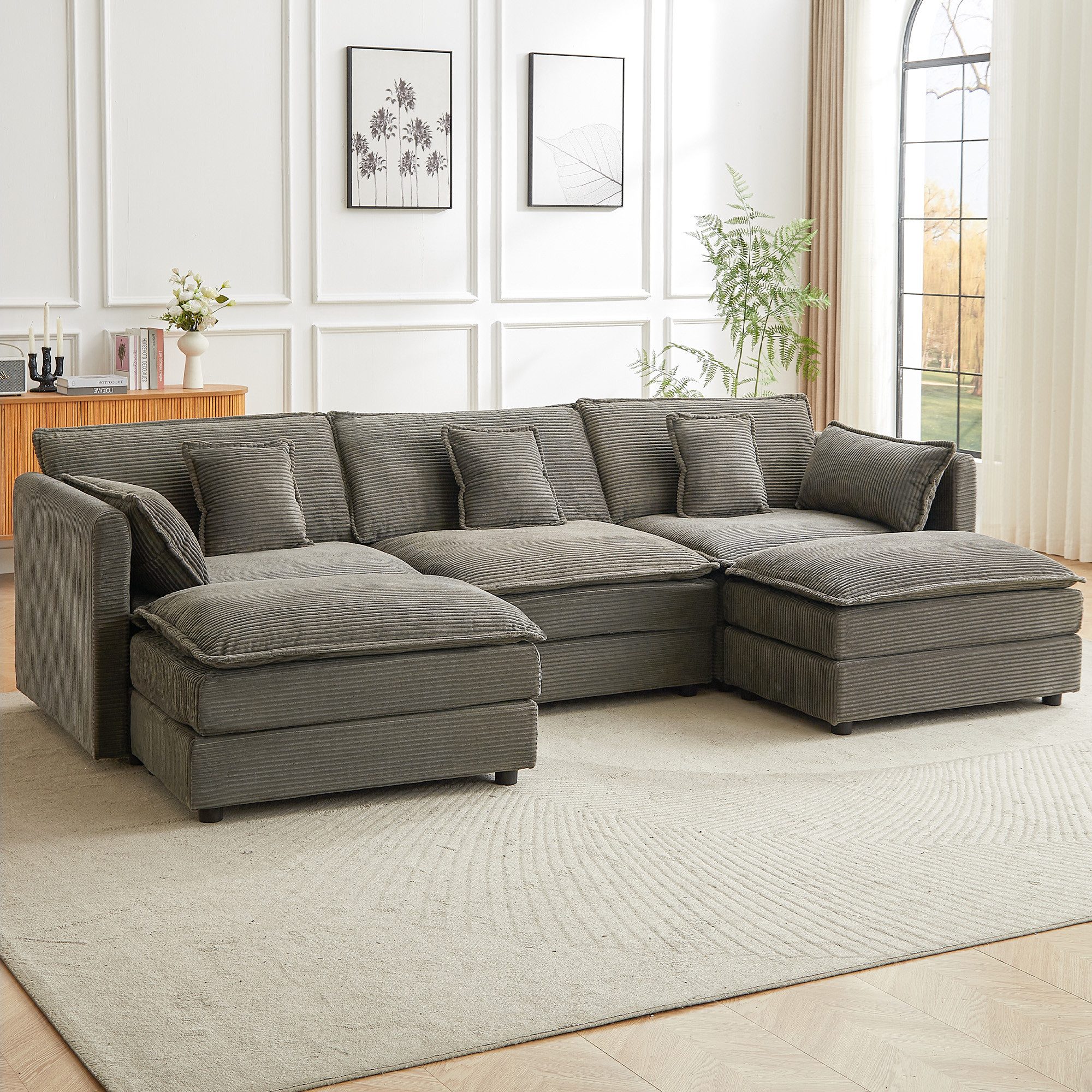 Jiexi Wohnlandschaft Sofa, multifunktionales Kombinationssofa, Freizeitsofa