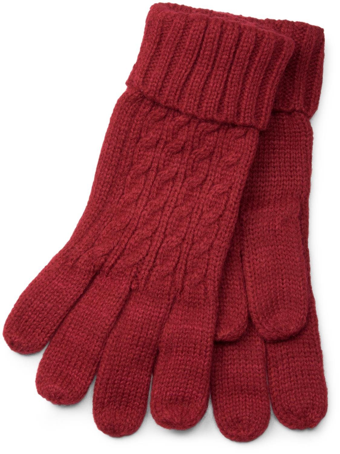 styleBREAKER Bordeaux-Rot mit Strickhandschuhe Strickhandschuhe Zopfmuster