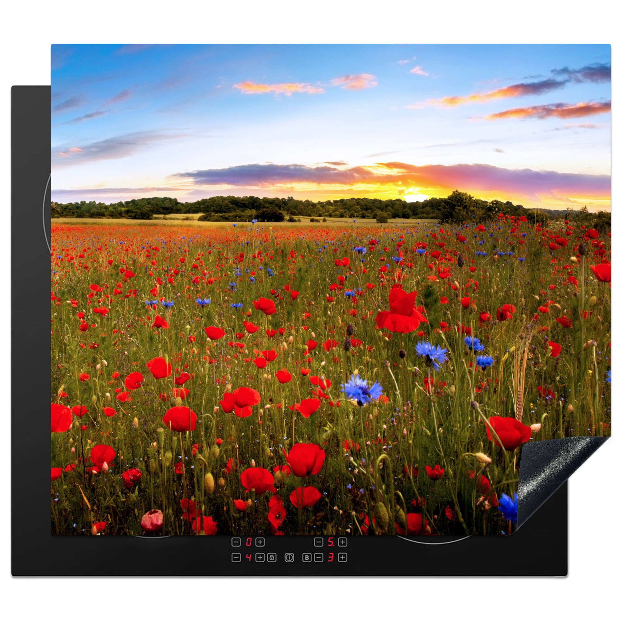 Herdblende-/Abdeckplatte für küche, Ceranfeldabdeckung Farben, Sonnenuntergang (1 die MuchoWow - cm, Vinyl, 59x52 tlg), Blumen - Induktionsmatte