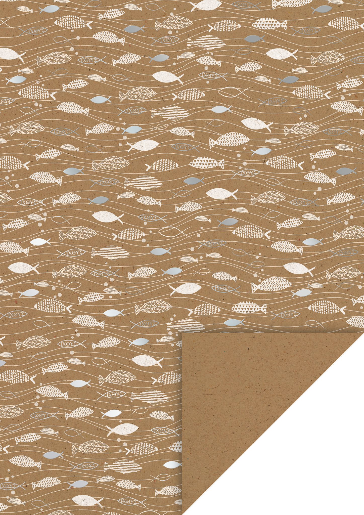 Heyda Designpapier 10X Heyda 204772753 Motivkarton „Fische“ Natur, A4, 220 g/m², natur