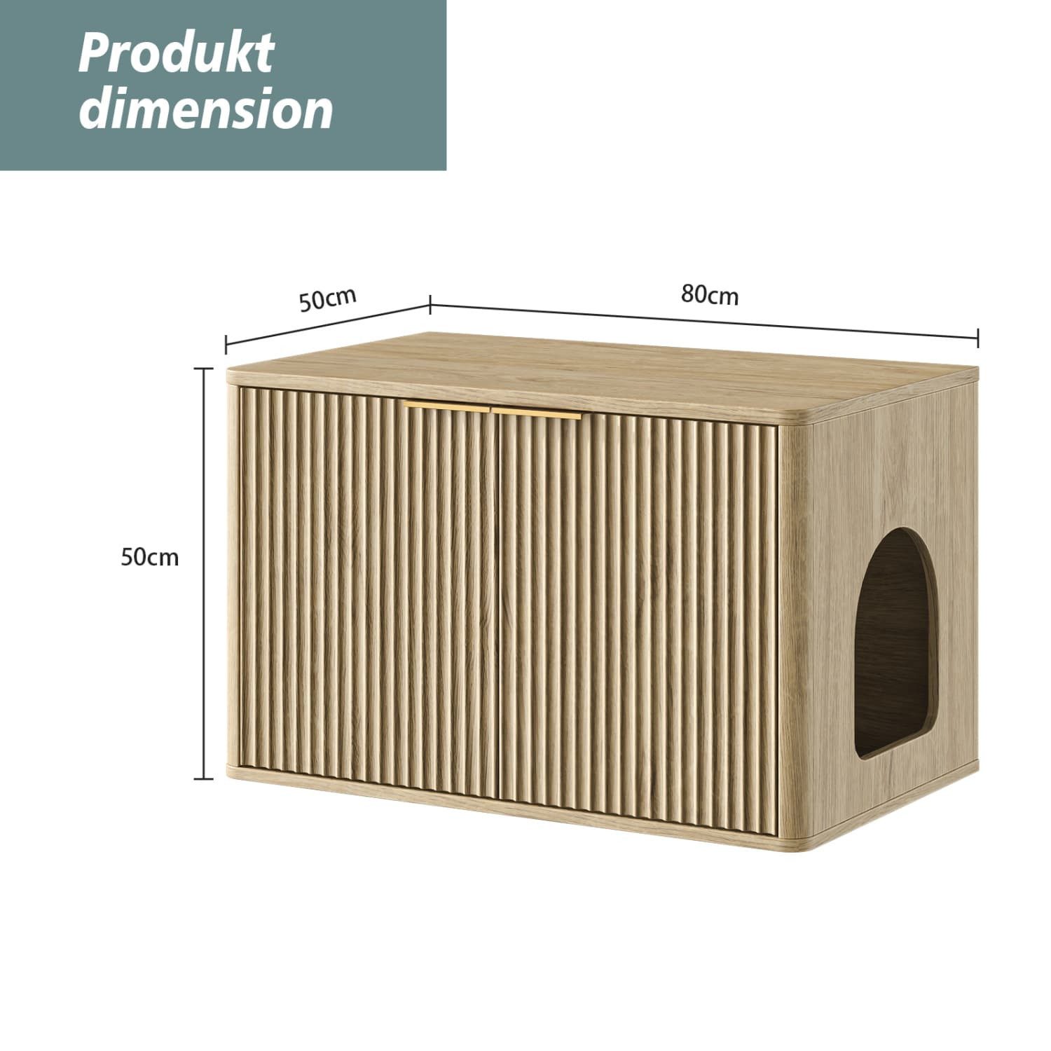 ANYSUN Katzentoilette Katzentoilettenschrank,Beistelltisch,Katzenhaus mit Türen,Lüftung, 80×50×50cm Katzenkloschrank mit Seiteneingang für Wohnzimme,Natürlich