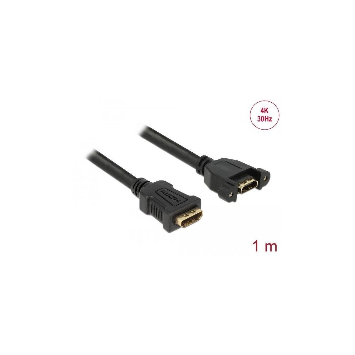 Delock Kabel HDMI-A Buchse > HDMI-A Buchse zum Einbau 4K 30 Hz, 1 m Computer-Kabel, HDMI-A, HDMI (100,00 cm)