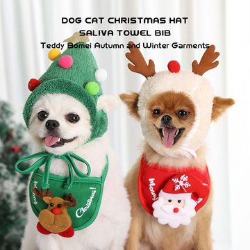 NATICY Hundekostüm Haustier Hund Weihnachten Speichel Handtuch Hut Cartoon Haustier
