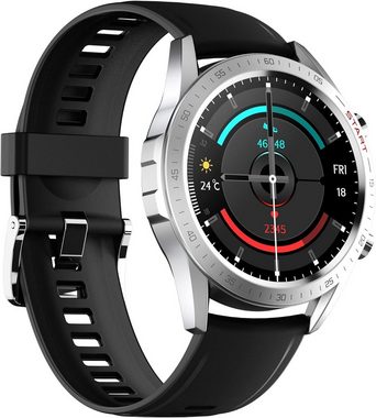 DCU Tecnologic Smartwatch (1,32 Zoll, Android, iOS), Elegante, Robuster Metalllegierung und Vielseitigen Fitnessfunktionen