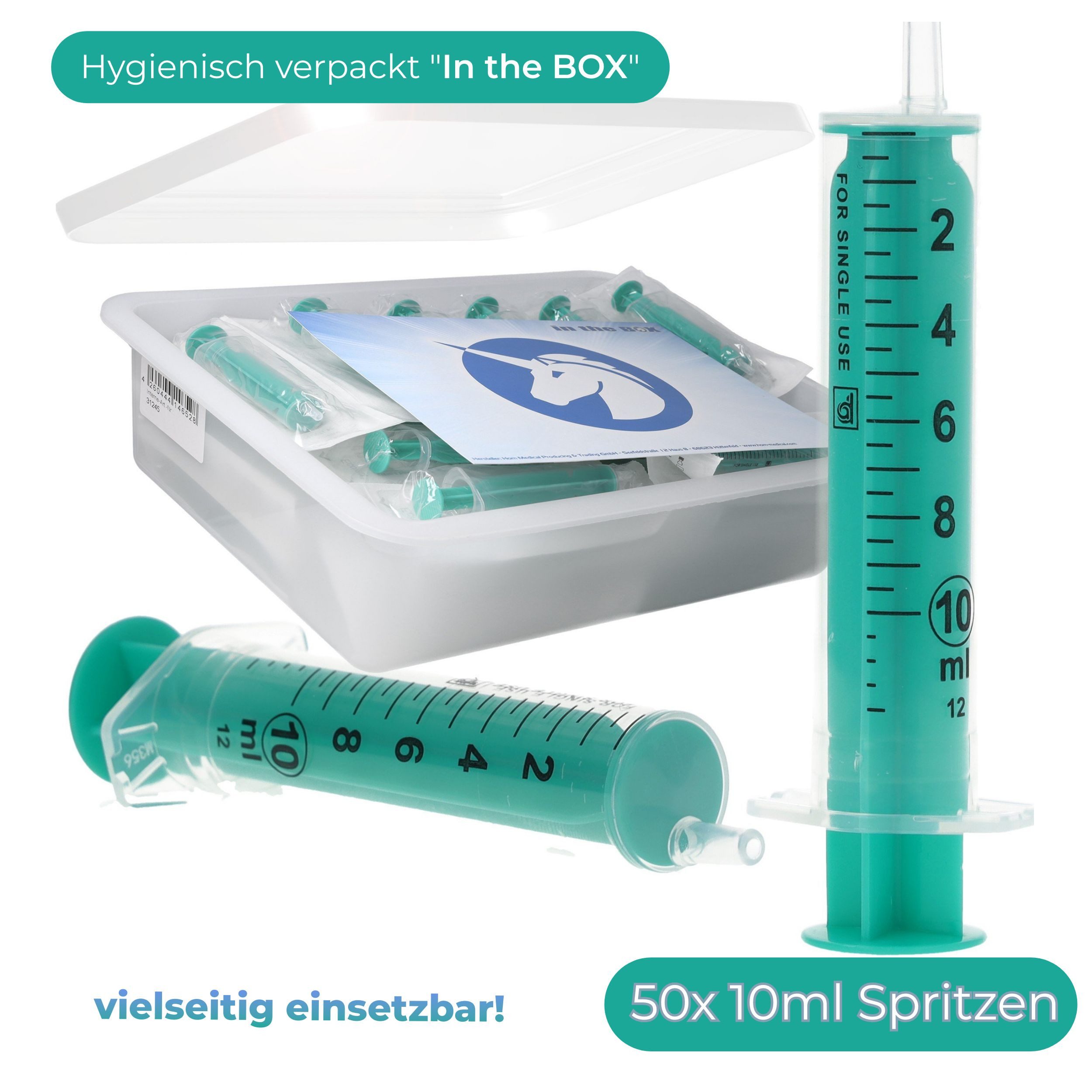 Horn Medical Einwegspritze Horn Spritzen-Sets in the Box -Größe wählbar-, (steril, präzises Dosieren / Befüllen / Absaugen), für prof. Medizin & Privatanwender, Bastler, Modellbau...