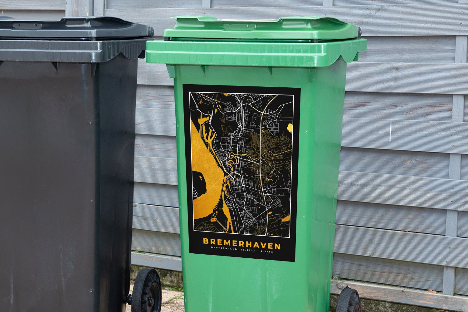 - Mülleimer-aufkleber, - Bremerhaven St), Deutschland Container, - Sticker, MuchoWow Wandsticker Mülltonne, Abfalbehälter (1 Karte Stadtplan - Gold