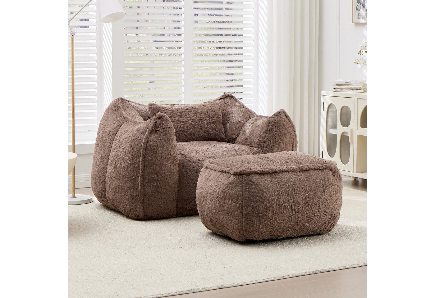 CANMOV Relaxsessel Sessel mit Hocker, Einzelsessel für Wohnzimmer (Relaxsessel mit Hocker), Kleiner Sessel mit einem kissen und ergonomischen Armlehnen