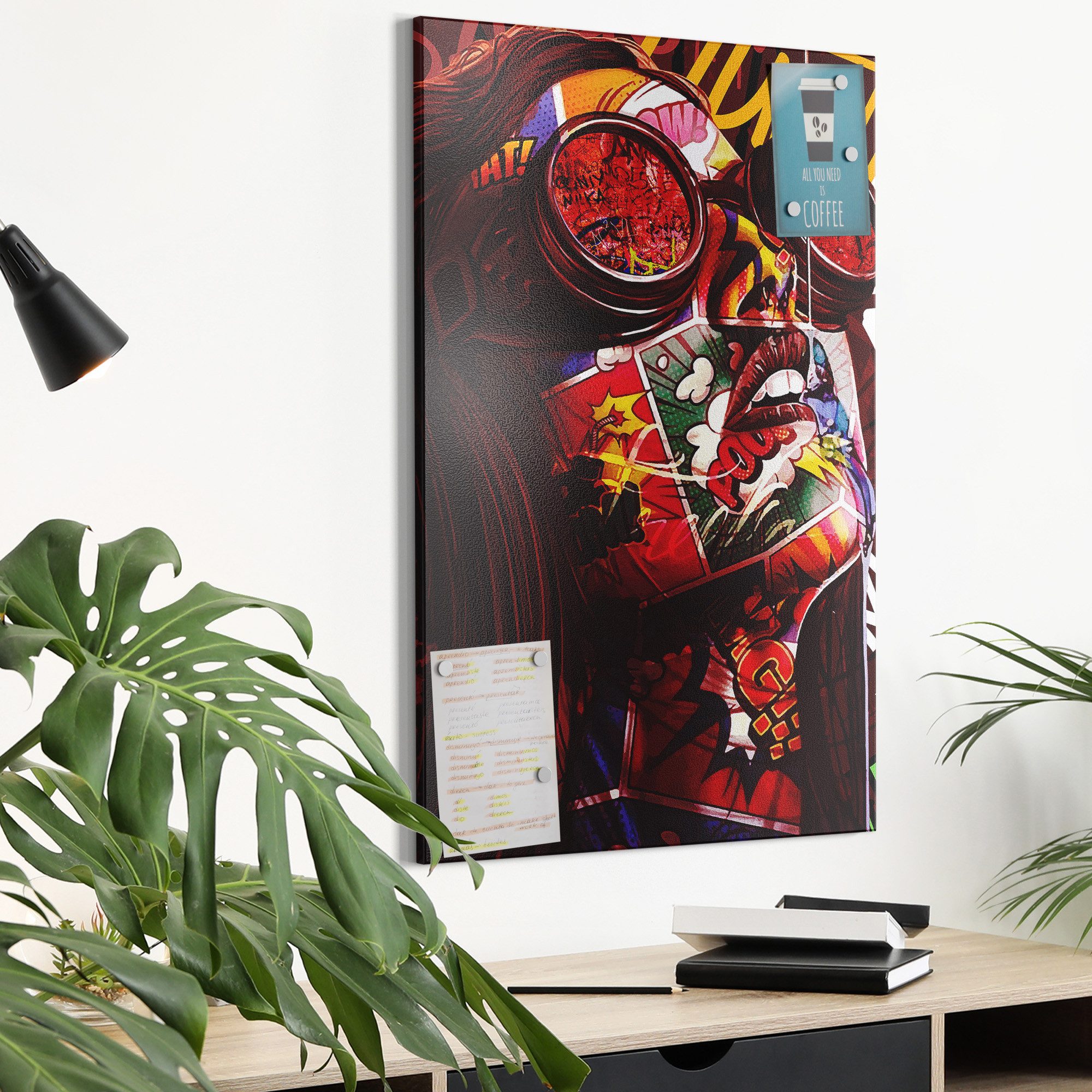 DEQOART Magnettafel 'Urbane Popvision', Metall Whiteboard für alle Magnete, Magnetboard magnetisch