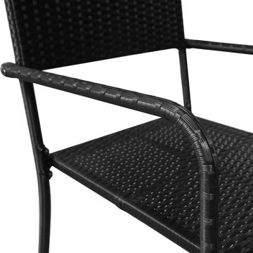 vidaXL Garten-Essgruppe 3-tlg. Garten-Essgruppe Poly Rattan Schwarz, (2-tlg)