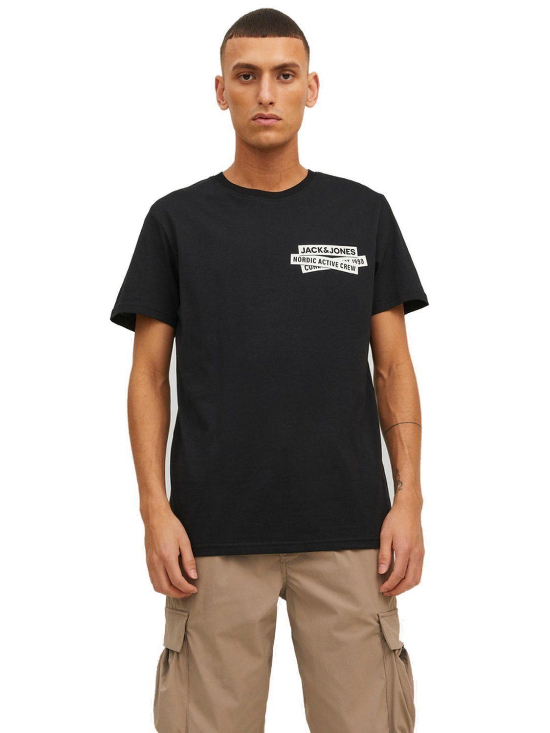 Jack & Jones T-Shirt JCOSPIRIT LOGO (1-tlg) aus Baumwolle Black 12235249