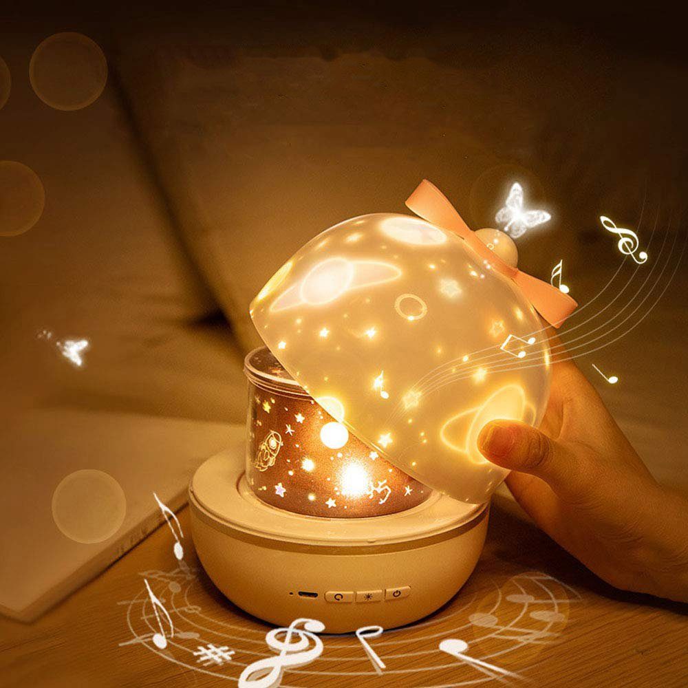 GelldG Projektionslampe Sternenhimmel Projektor Lampe, LED Musik  Nachtlicht, Die Sternenlicht-Lampe enthält 6 optionale Projektionsfilme.