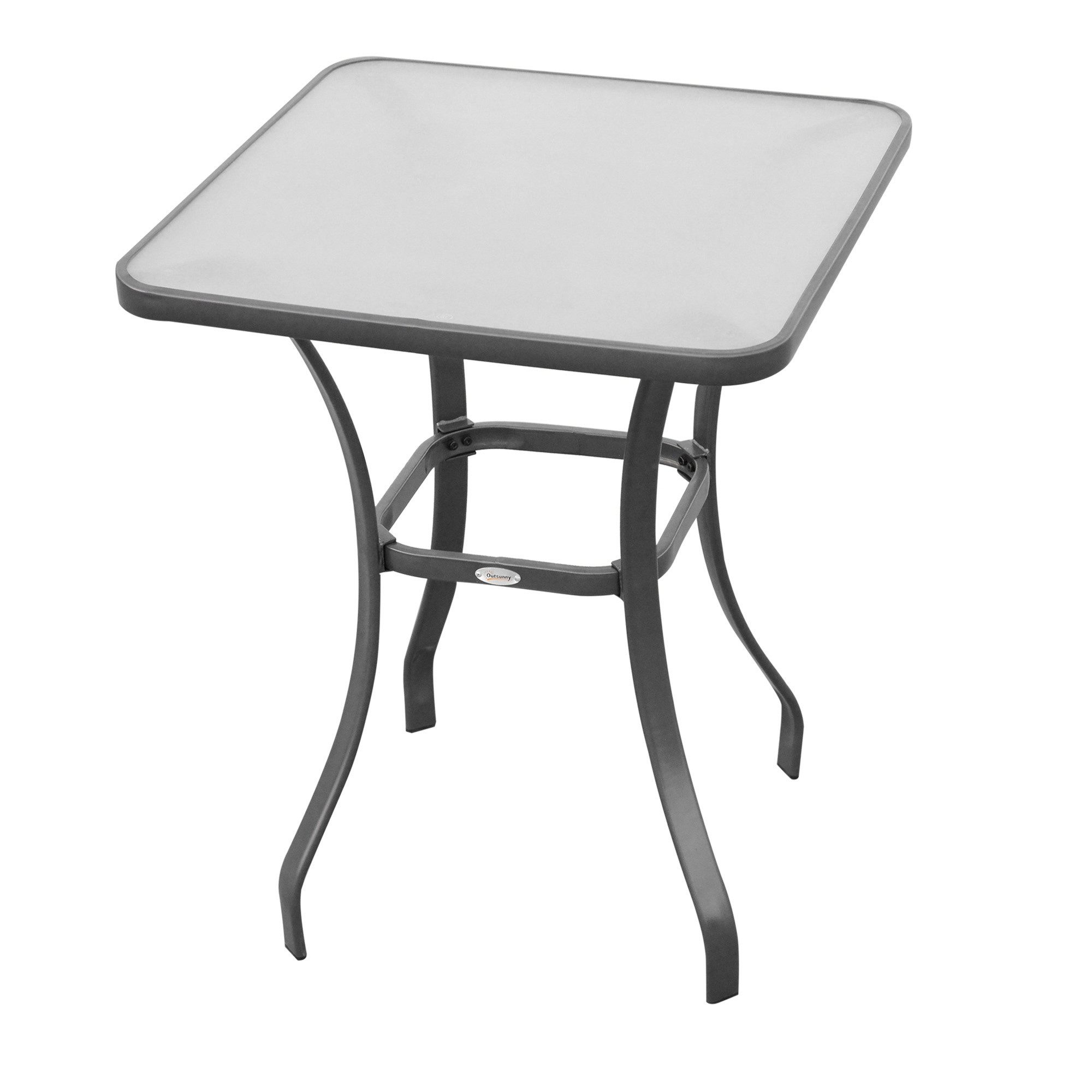 MC Star Gartentisch Gartentisch Bistrotisch Glastisch Hartglas+Metall Schwarz (L68.5xB68.5xH84cm)