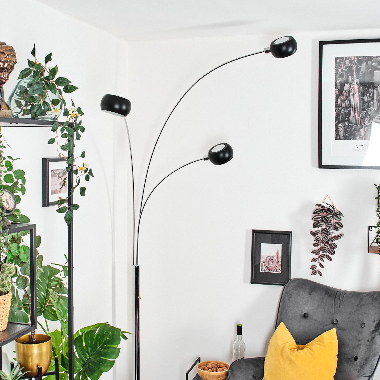 hofstein Stehlampe Stehlampe aus Metall in Weiß/Chrom/Schwarz im Retro/Vint günstig online kaufen