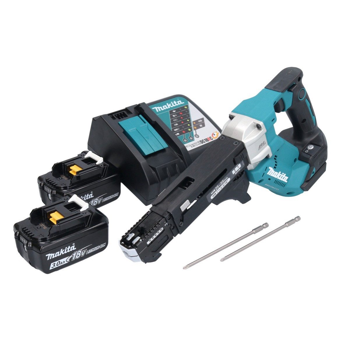 Thumbnail - Makita Akku-Magazinschrauber DFR 551 RF Akku Magazinschrauber 18 V 25 - 55 mm Brushless + 2x Akku