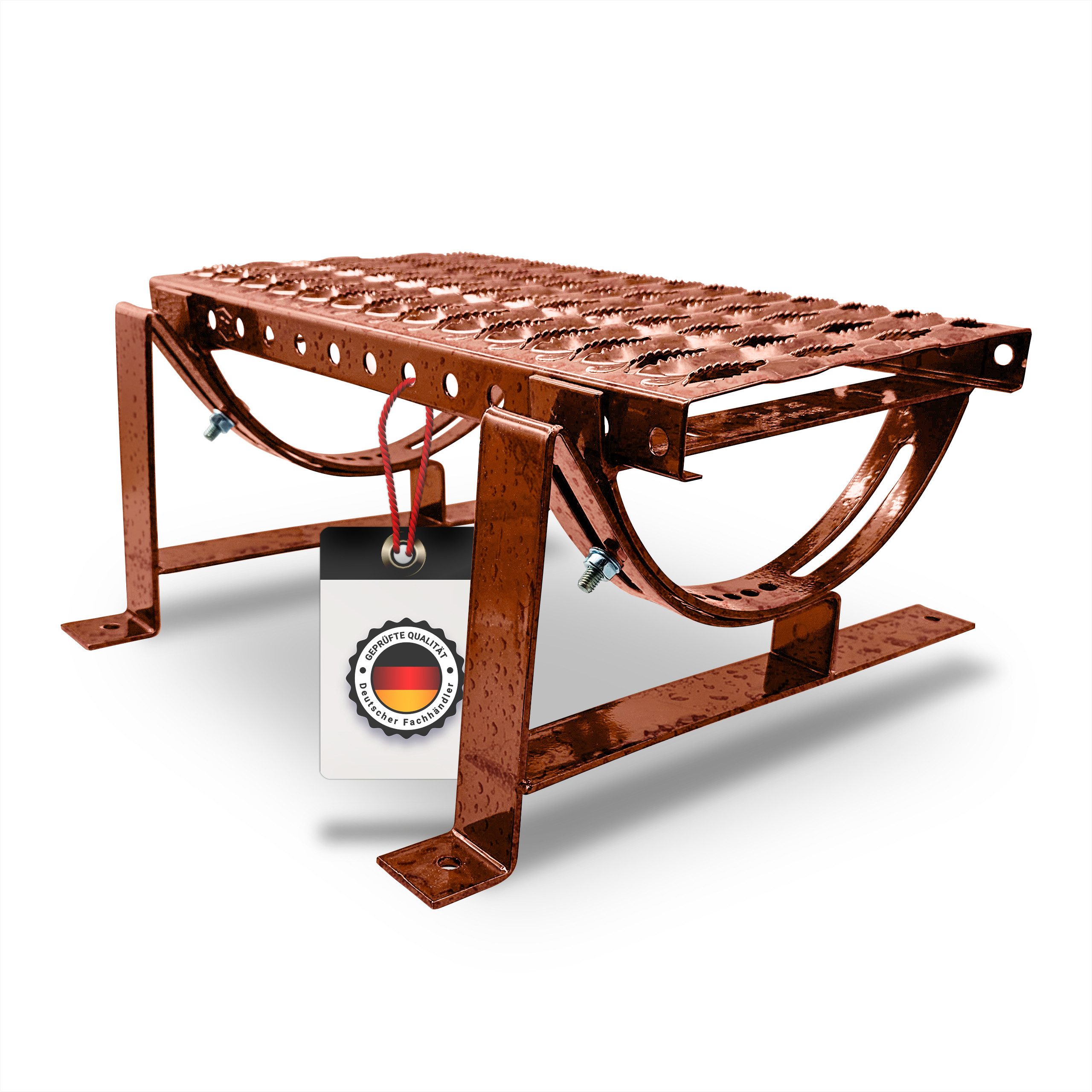 BRAVO Gitterroststufe, Dachtritt 40cm für Metalldachziegel 350/35mm, Schornsteinfegertritt, für Metalldachziegel: gängige Module 350/35 mm, (Set), EN 516 zertifiziert, Stahl verzinkt & pulverbeschichtet