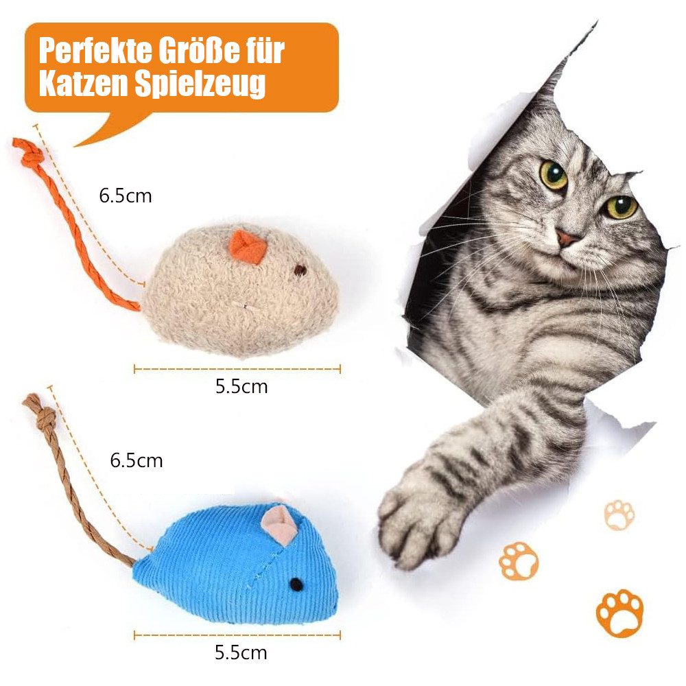 TUWENA Tierkuscheltier 18 Stück Katzenminzen Spielzeug, Plüsch Katzenspielzeug Maus Set, (18-tlg) Für Katzen zum Spielen, Streicheln, Zähneknirschen und zur Vertreibung