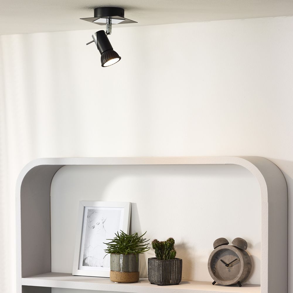 Lucide Deckenstrahler LED Deckenspot Brackx, GU10, chrom, schwarz, 1-flammig, LED