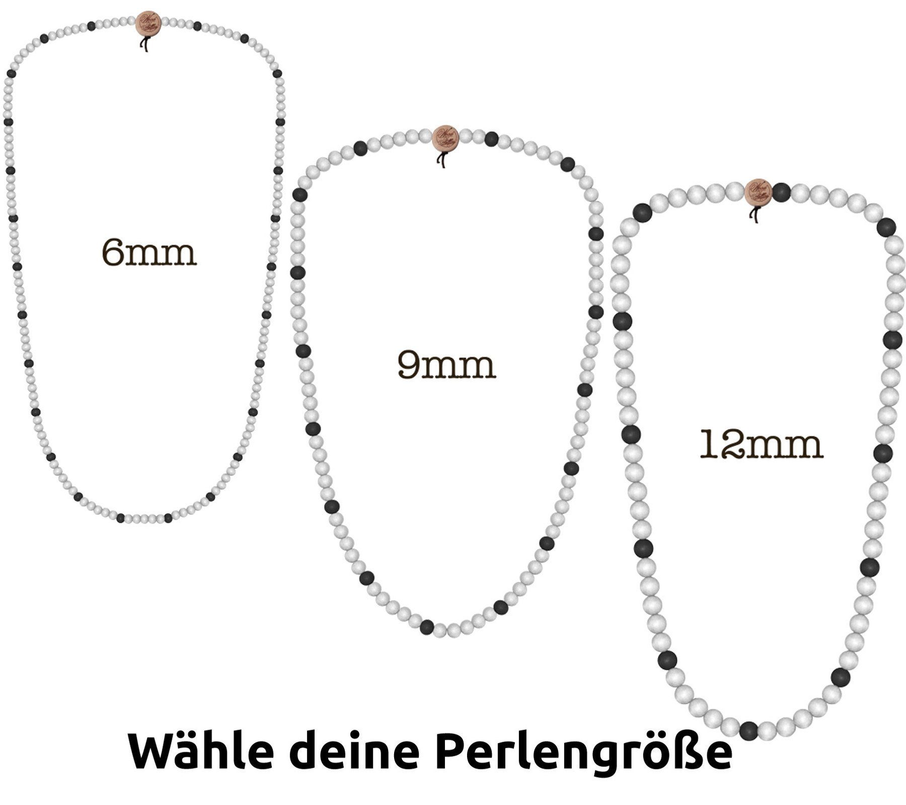 Halsband Pearl FELLAS Deluxe WOOD Holz-Kette Hals-Schmuck Weiß/Schwarz FELLAS coole Mode-Schmuck WOOD Necklace