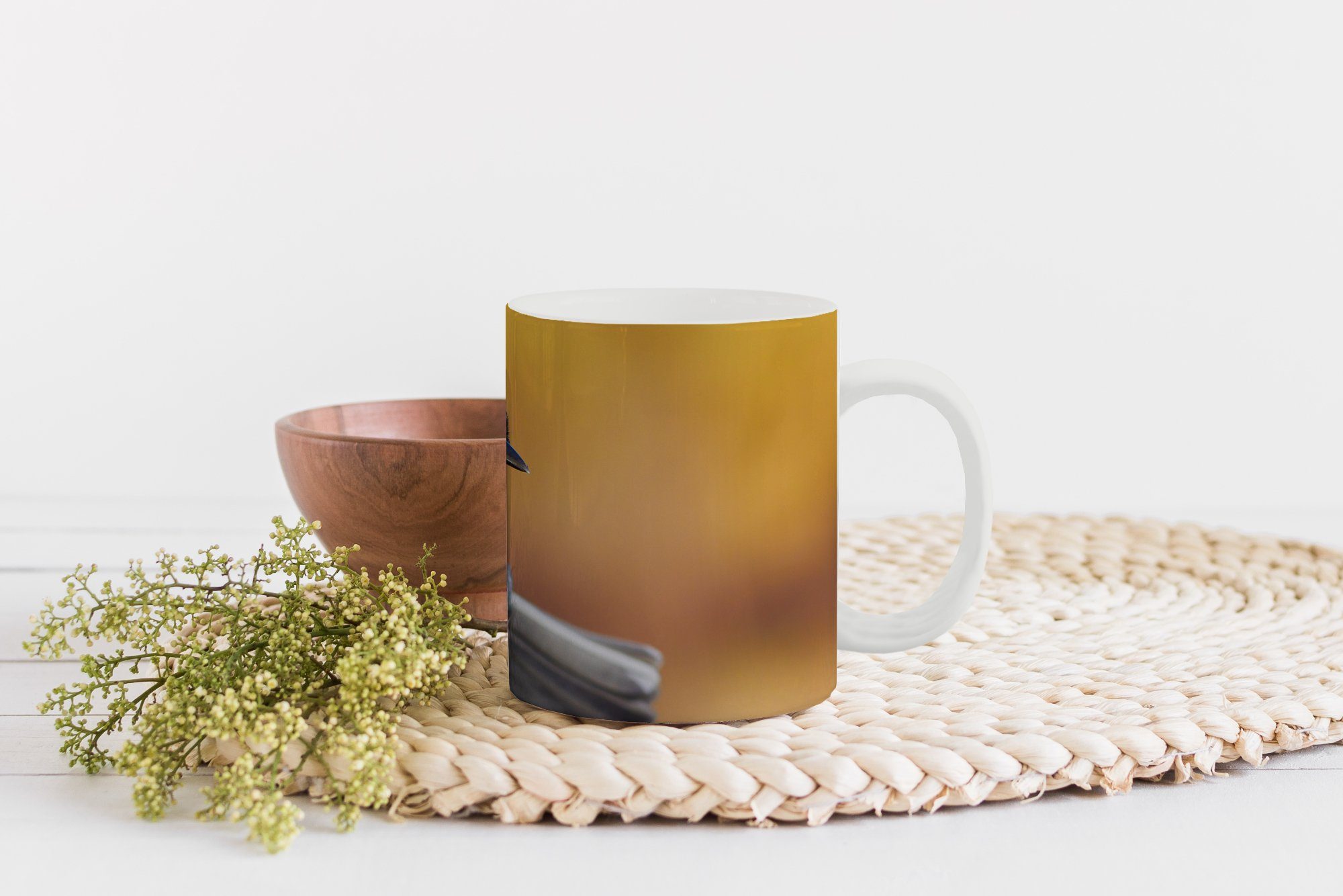 MuchoWow Tasse Eine landen Teetasse, will, Becher, Keramik, Kohlmeise, die Kaffeetassen, Geschenk Teetasse