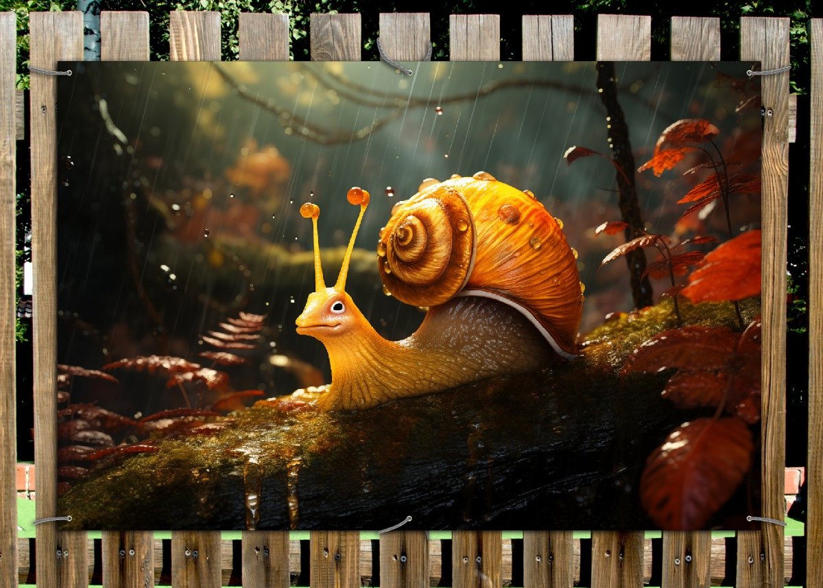 Thumbnail - Wallario Sichtschutzzaunmatten Schnecke auf Ast