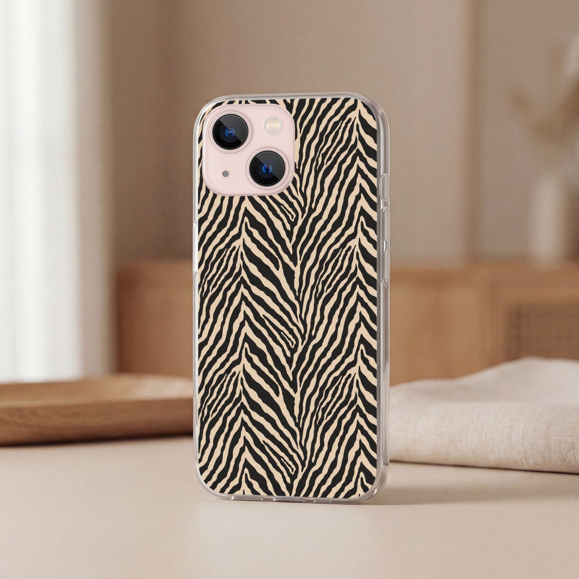 MuchoWow Handyhülle für Apple iPhone 13 Zebra - Klassisch - Schwarz, Smartphone-Bumper, Print, Handy Schutzhülle Dünn