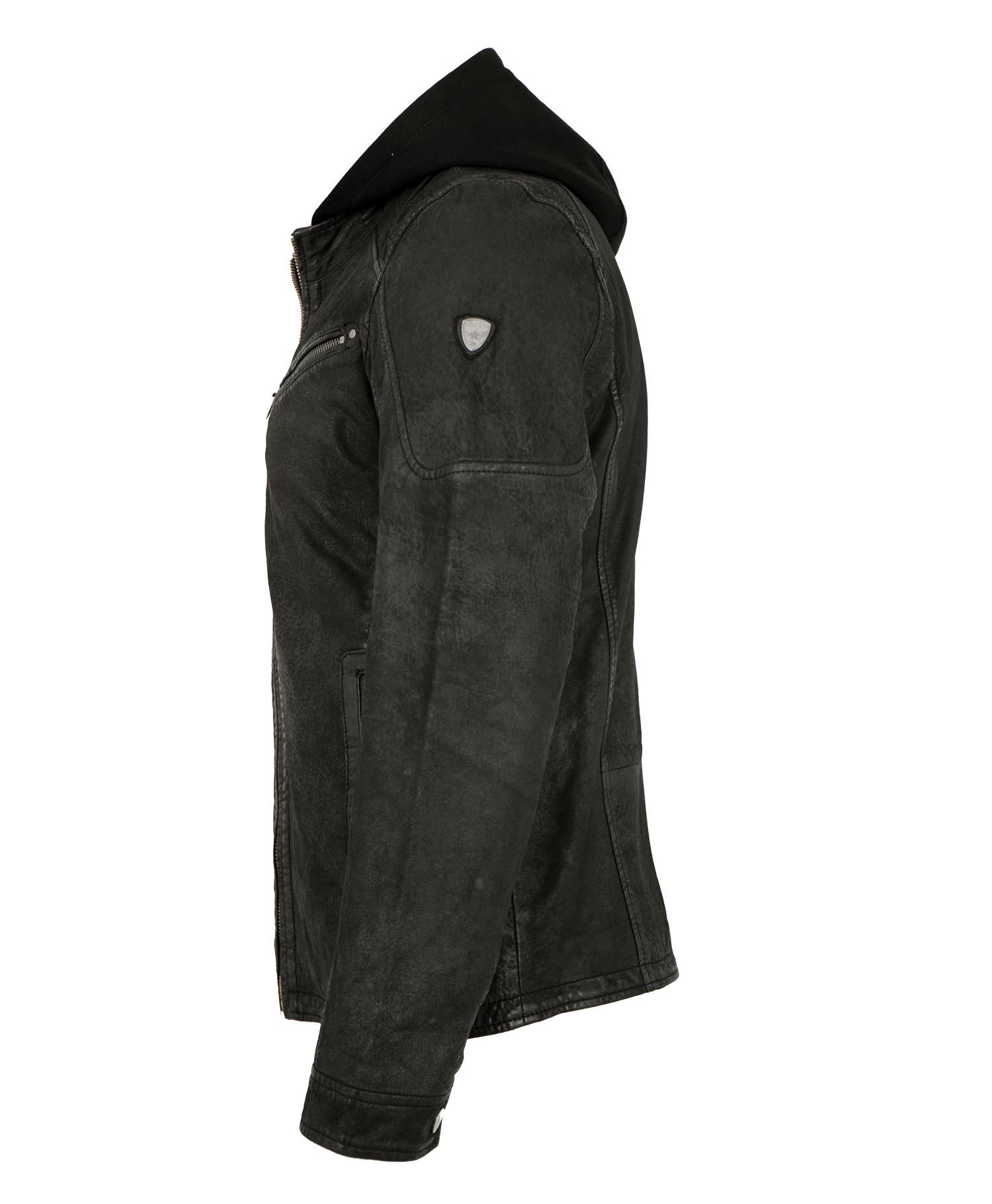 Jilani Lederjacke Ventura Jilani - Herren Lederjacke Kapuze Nubukleder schwarz