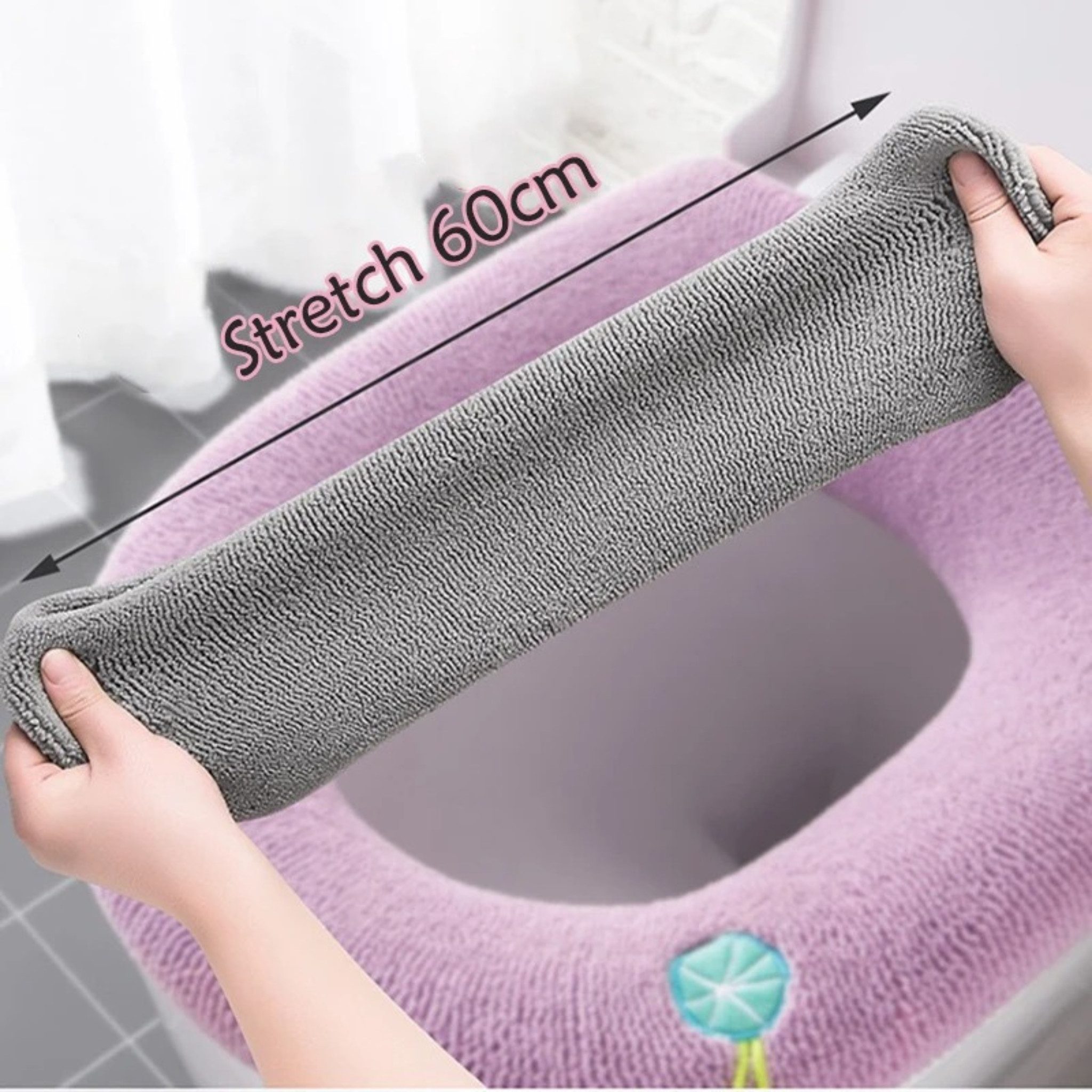 Norvéa Home WC-Deckelbezug Universeller Toilettensitzbezug waschbar - Weicher WC-Sitzbezug, rutschhemmend beschichtet, mit praktischem Griff, kuschelweich, Masc – Bild 5 von 5