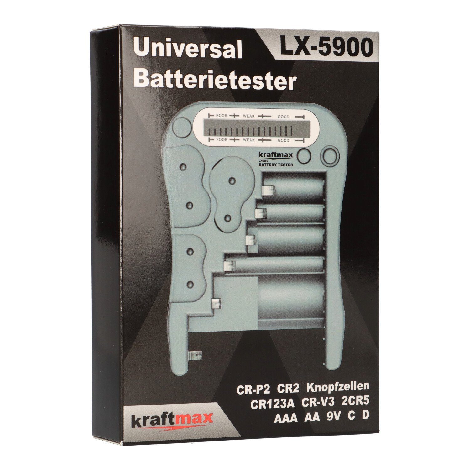 mit kraftmax Akkutester & Universal Blister LX-5900 Batterie Batterie- Display