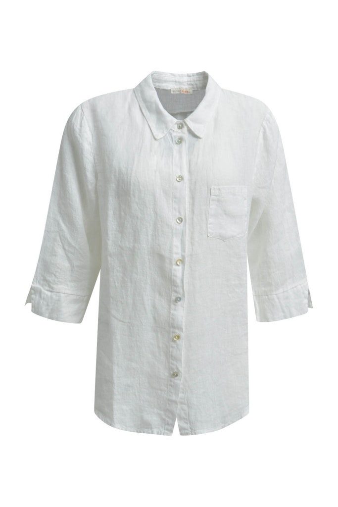 HeartKiss Blusentop BLOUSE UNI LINEN 3/4 SLEEVES