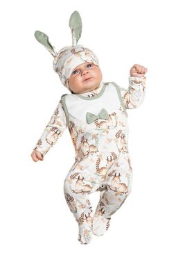 Babyhafen Erstausstattungspaket 3-teilig Baby Babykleidung Neugeborenen-Set BIBI Babysachen (Set, 3-tlg., Strampler_Hose_Mütze) 3 teiliges set mit niedlichen Print