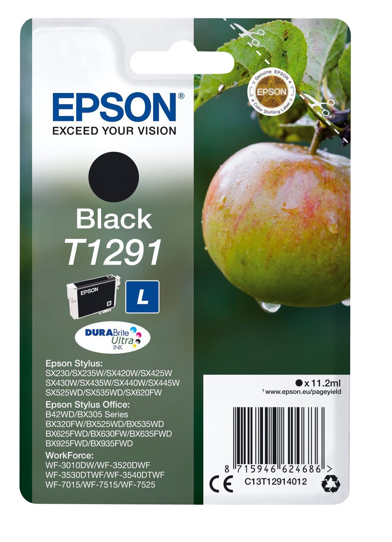 Epson Original Epson T1291 Black (C13T12914012) Tintenpatrone