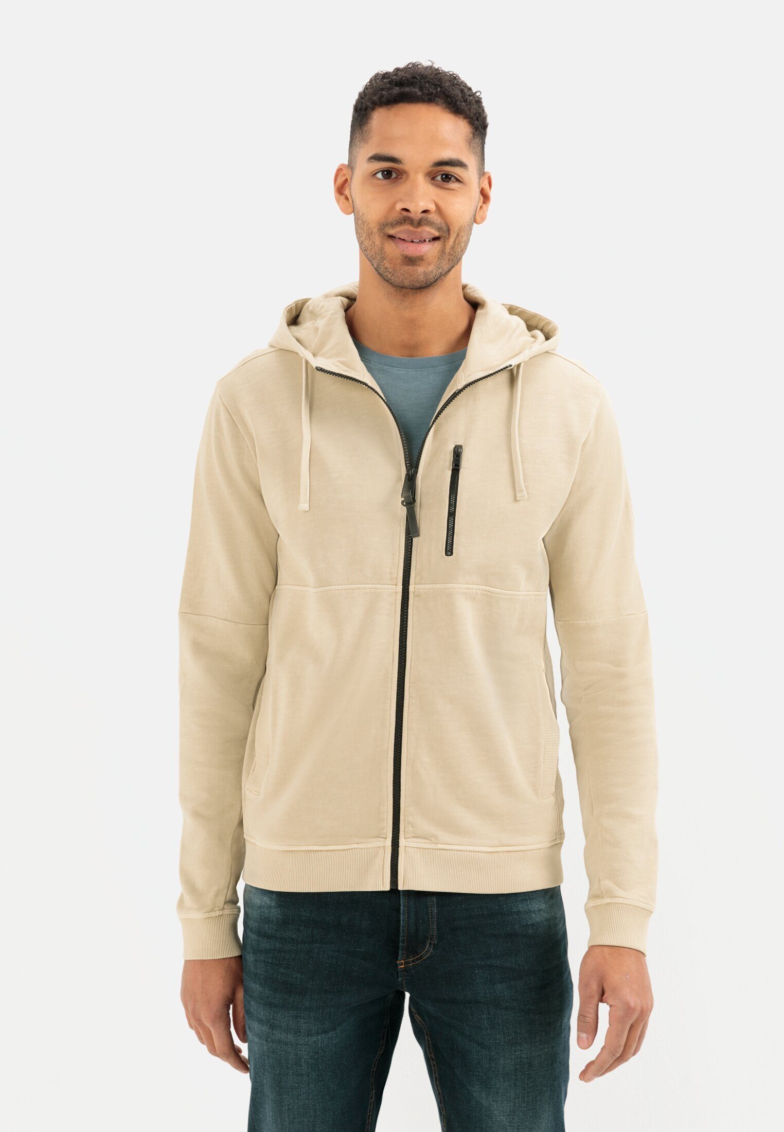 camel active Sweatjacke aus reiner Baumwolle Beige | Jacken