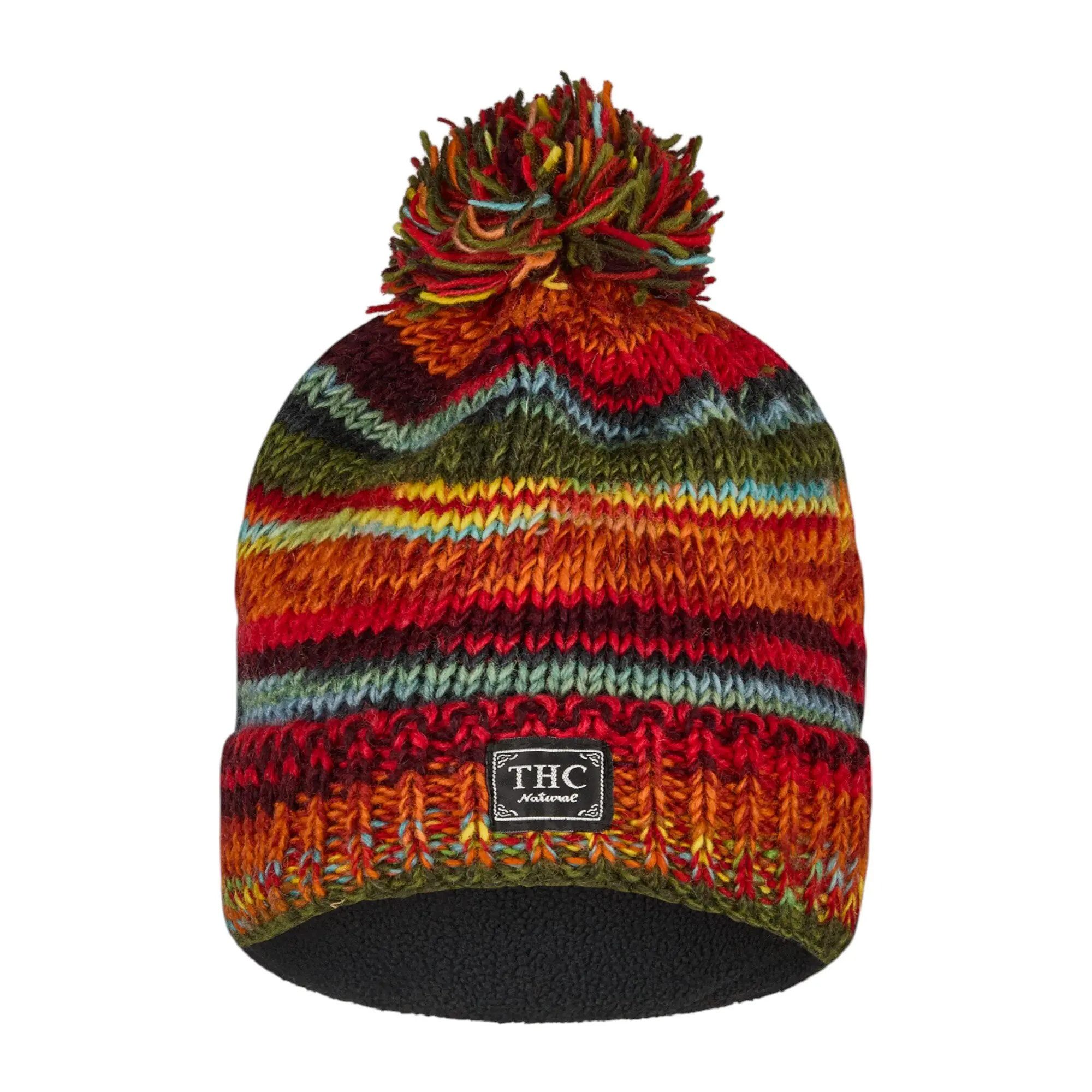 THC Natural Line Bommelmütze THC Schafwoll Pudelmütze 616 bunt (1 Stück, 1-St., 1 Stück) Innenfutter: Fleece