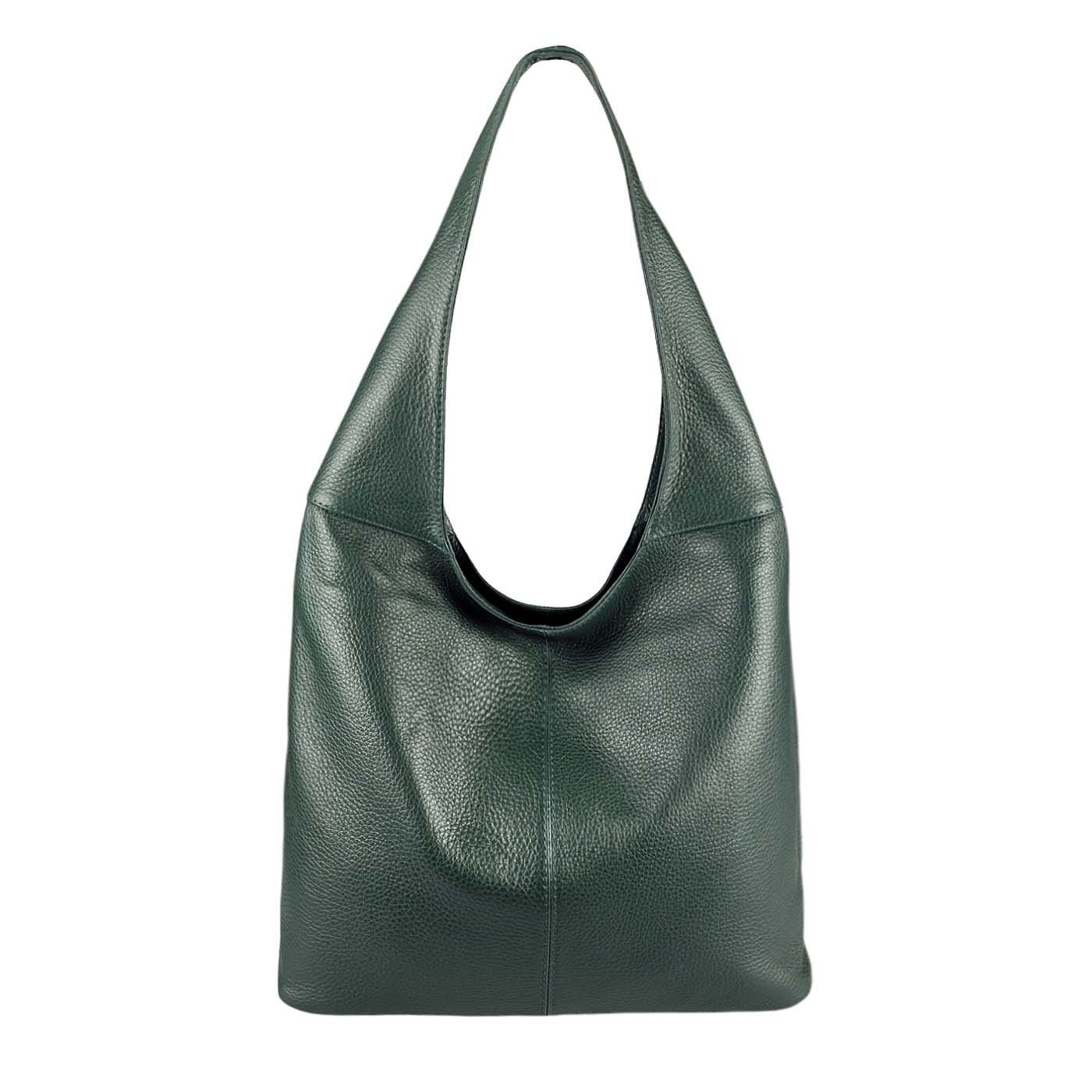 ITALYSHOP24 Shopper Made in Italy Damen echtes Leder Tasche Schultertasche Umhängetasche, Hobo Bag große Hauptfach Alltagstasche mit viel Stauraum leicht bequem