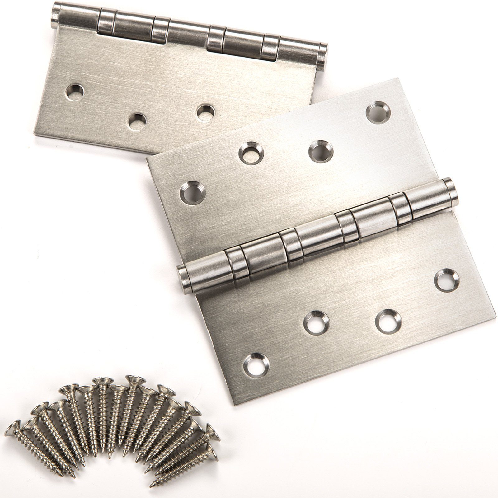 SO-TECH® Türbeschlag Türscharnier Edelstahl SS304 Aufschraubband (2 St), 101 x 101 x 2,5 mm, Edelstahl gebürstet
